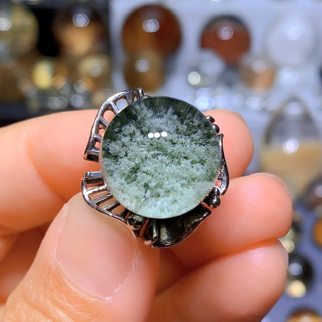 水晶戒指银S925镶嵌天然水晶