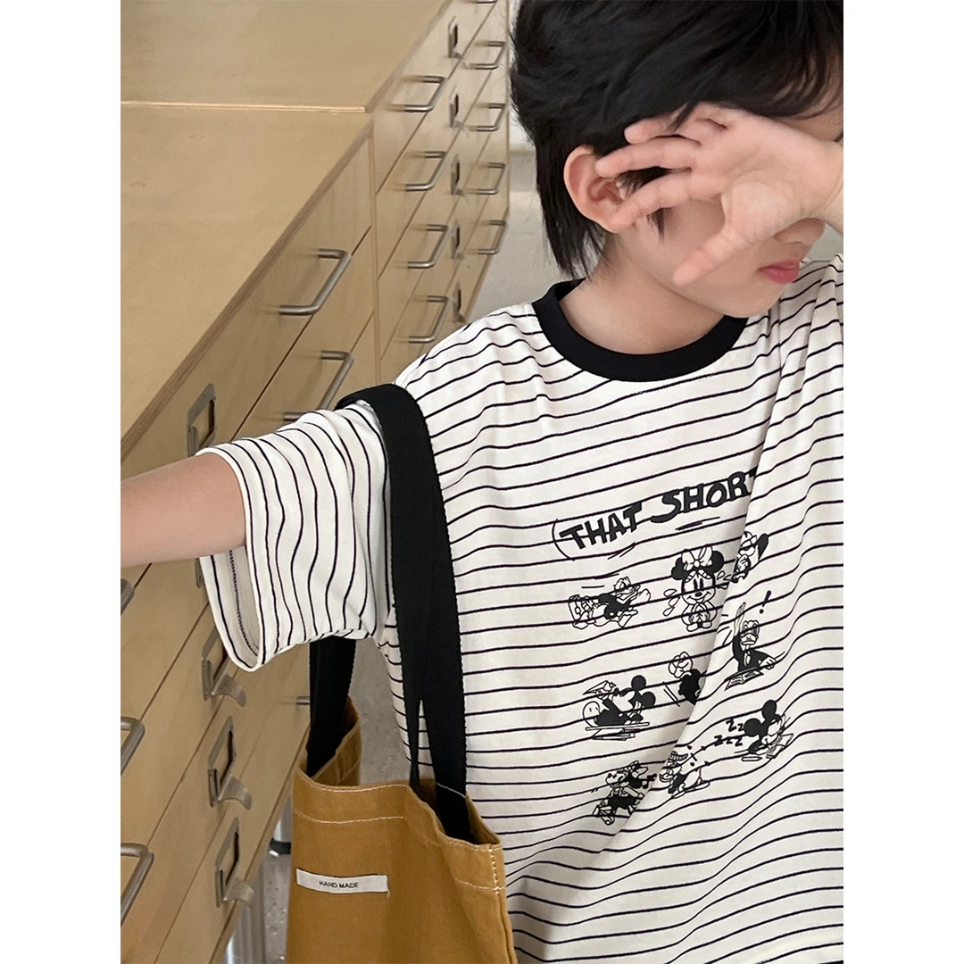 【小首尔】Q4现货-夏装儿童韩版条纹卡通印花休闲宽松短袖T恤CC1032