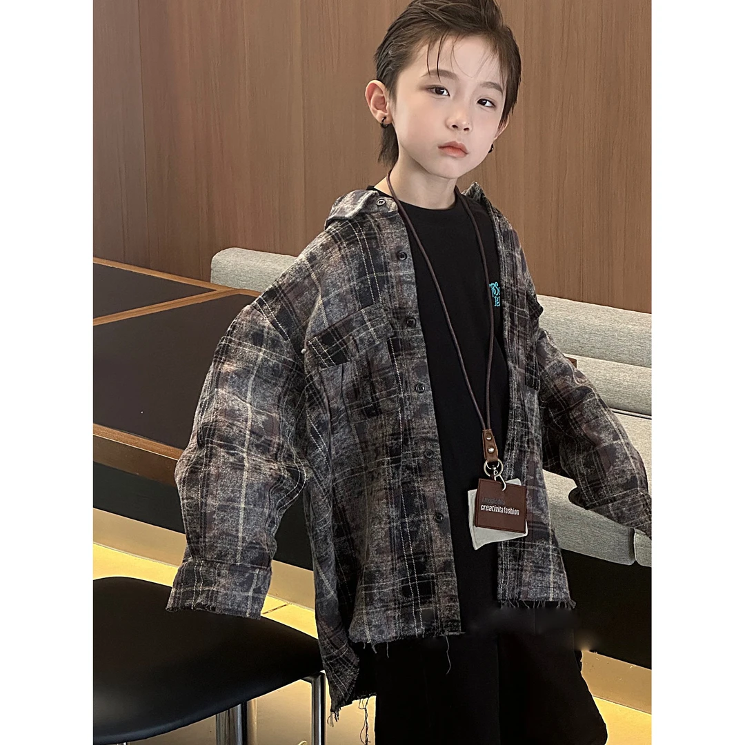 YJ403019新款儿童咖色衬衫