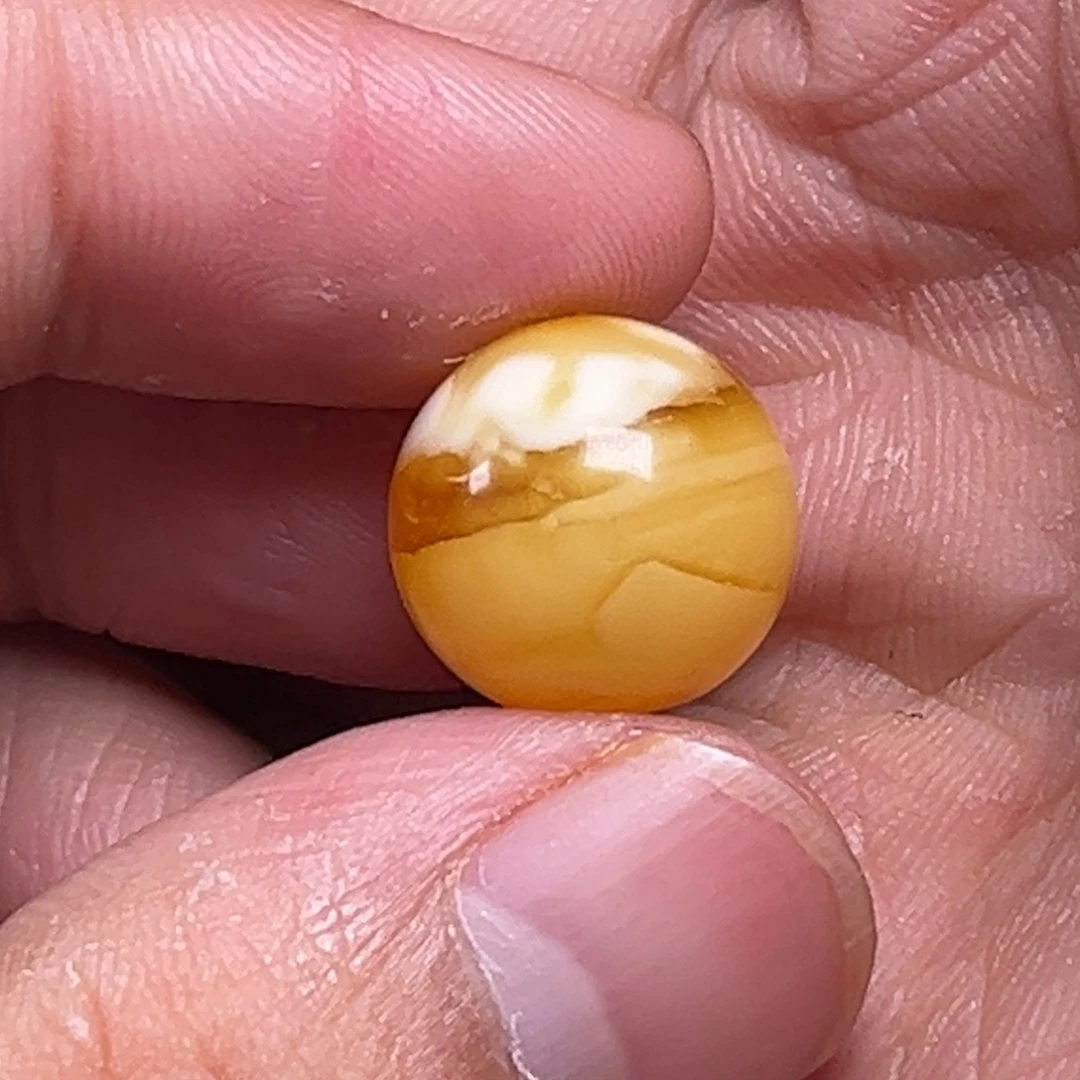 琥珀未镶嵌裸石蜜蜡焦皮橘白花14.7