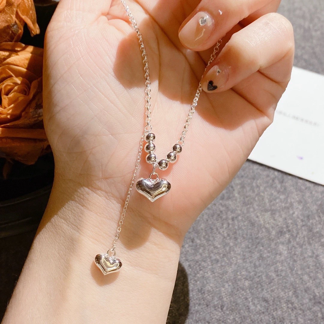 坠链均足银 足银990爱心项链简约轻奢韩版项链小众气质精致百搭