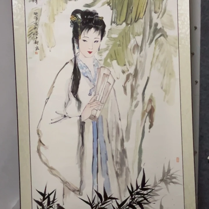 带灯款大鱼书画艺术作品四尺轴
