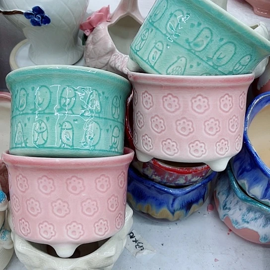 多肉绿植陶瓷花盆9.9包邮，有空