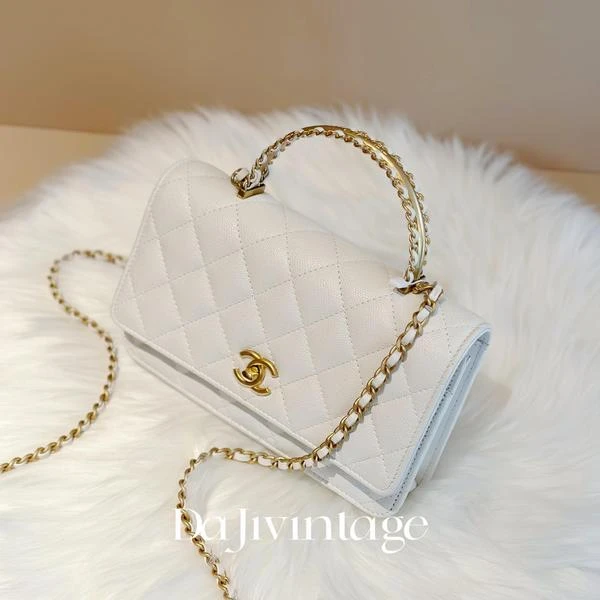 大吉中古/Chanel香奈儿24A白金链条手柄斜挎包