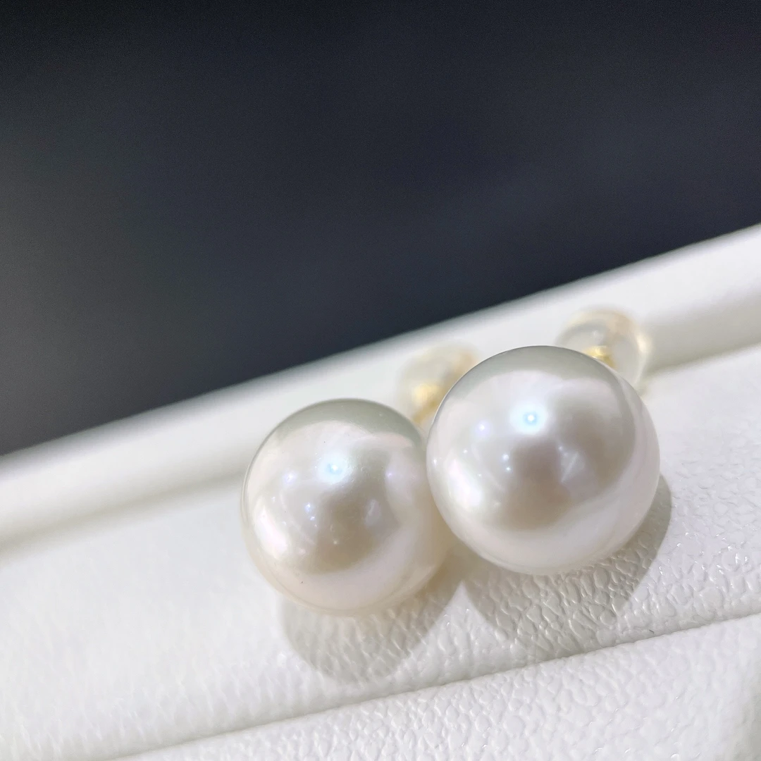 【ZY】淡水白珍珠 18K金简约百搭珍珠耳钉 11-12MM