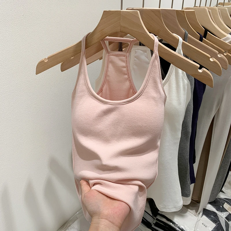 美式辣妹自带胸垫工字无袖吊带背心女夏季2025年新款内搭美背上衣