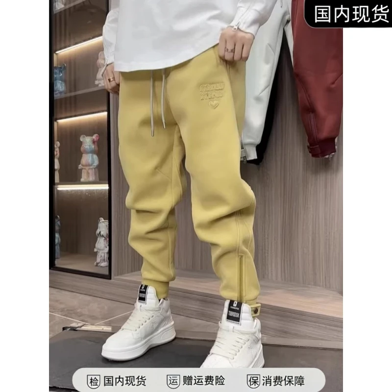 秋冬新款男士潮牌运动卫裤弹力百搭松紧腰束脚裤时尚潮牌休闲裤子