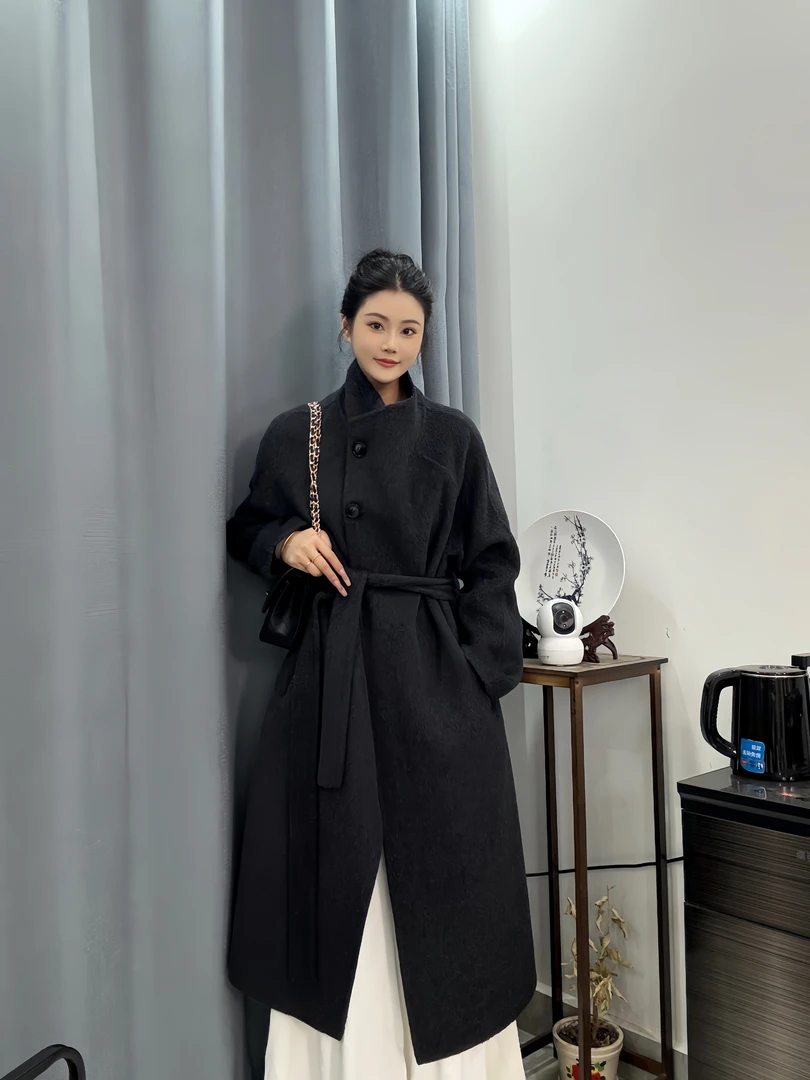新款韩系立领子秋冬羊毛大衣 高级感慵懒毛呢外套 百搭显瘦不挑人