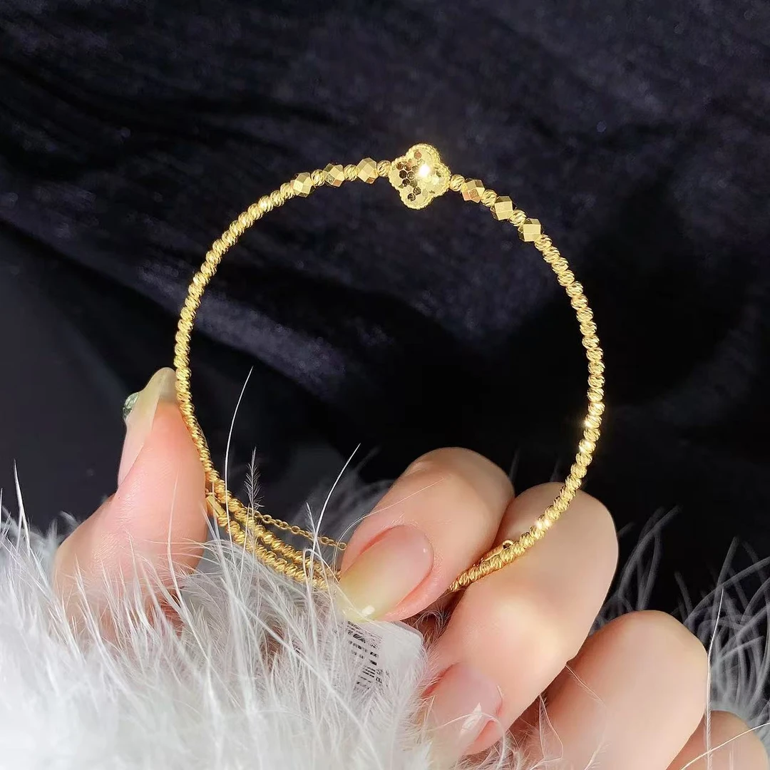 【伟新源】足金999 5G工艺 鱼鳞四叶草镯链4.5克