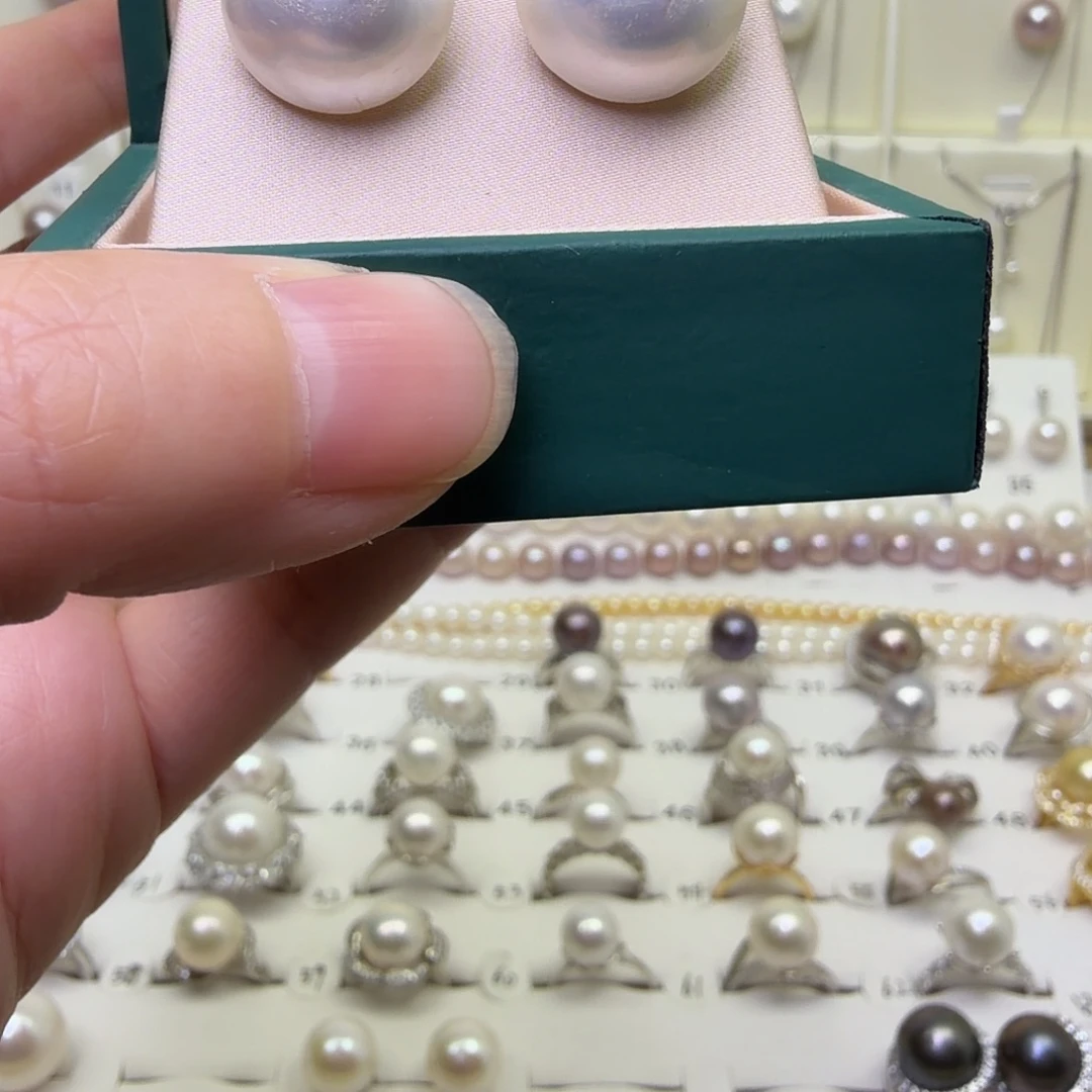 耳饰银S925镶嵌淡水珍珠