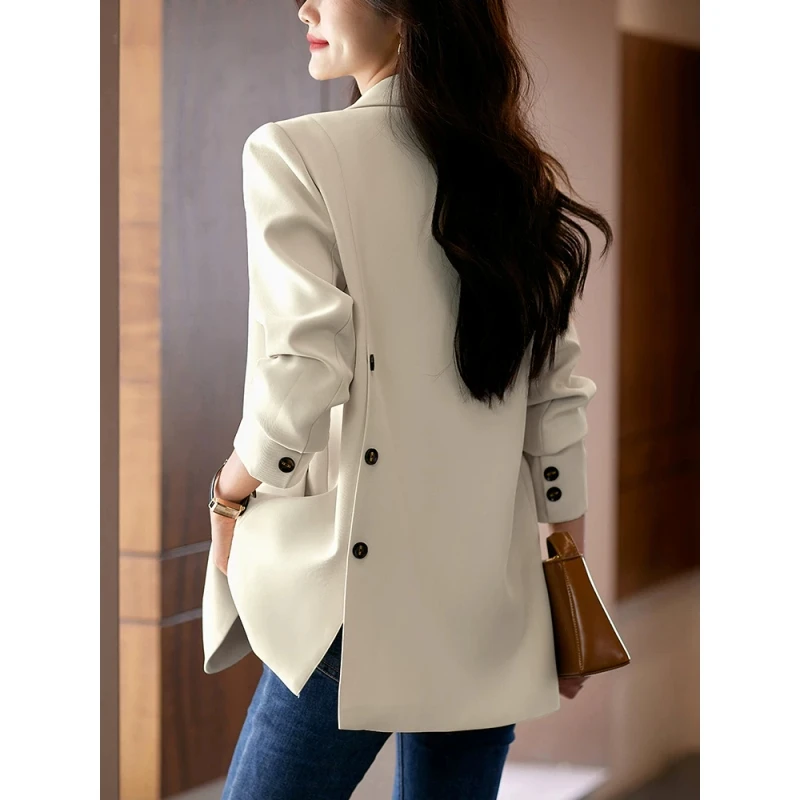 米白色小西装外套女春秋2025新款职场高级感气质职业休闲西服套装