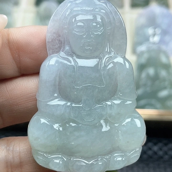 颈饰未镶嵌翡翠天然缅甸翡翠货正装观音