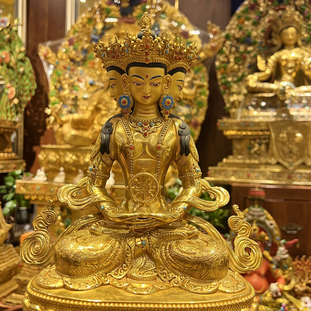 31cm大日如来黄铜鎏金密宗居家摆件