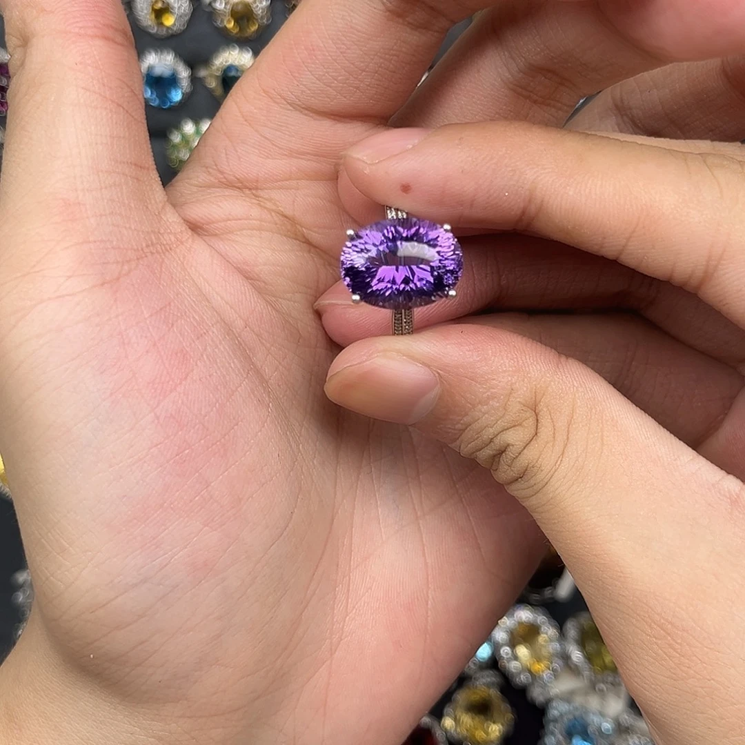 戒指紫晶银S925镶嵌