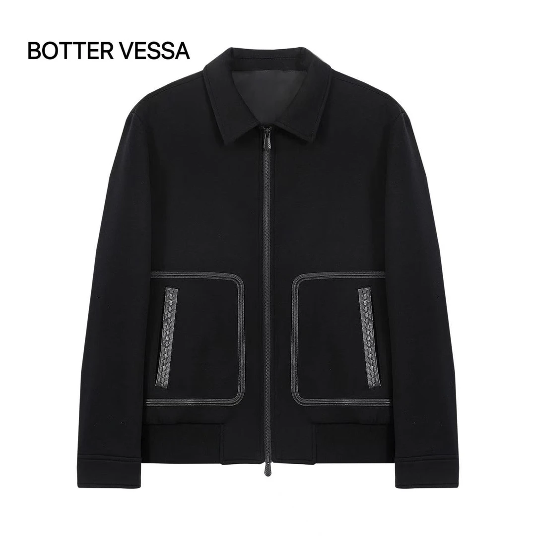 BV【官方正品】保蝶家BOTTER VESSA翻领纯色男士宽松夹克男士秋冬