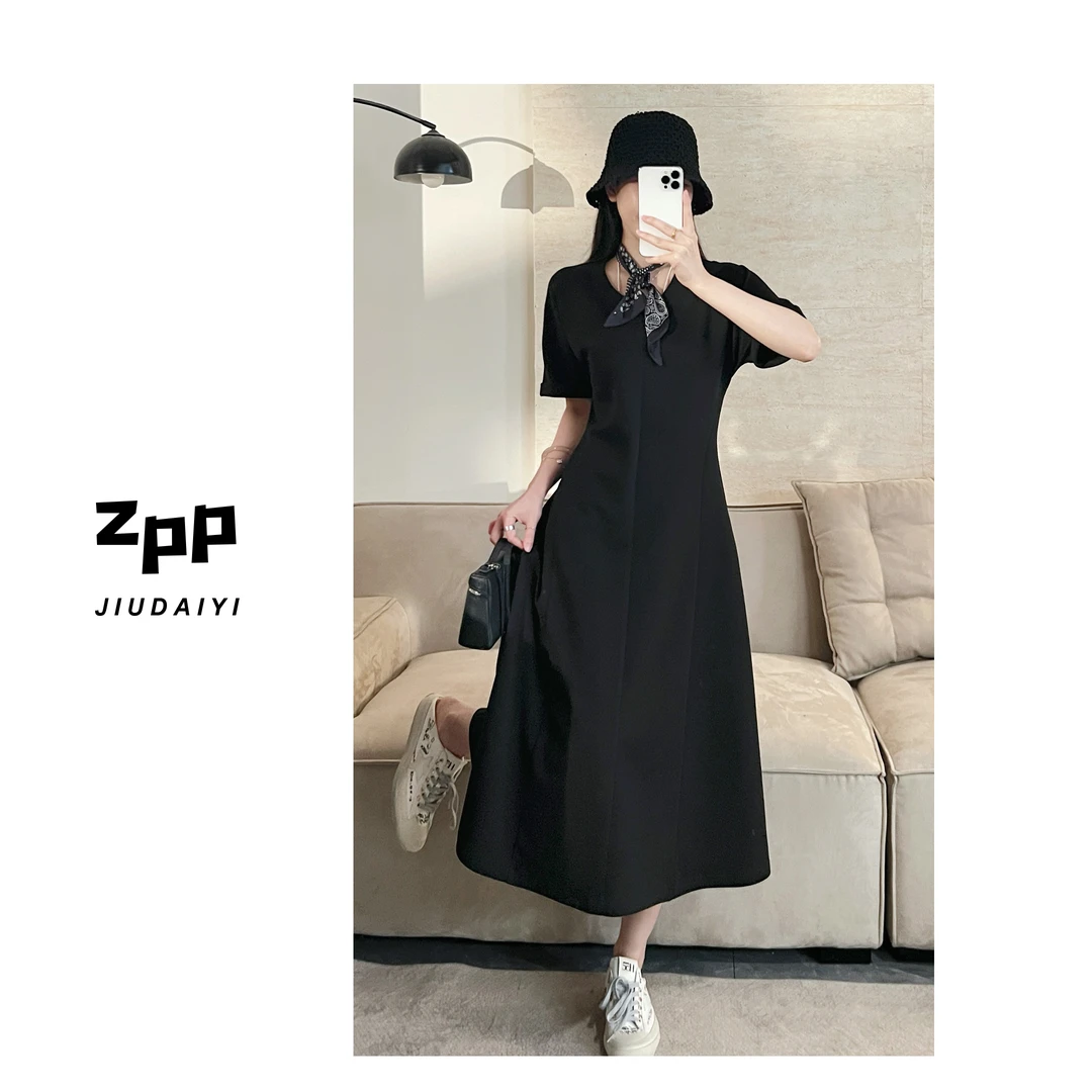 玖黛衣现货【瘦瘦裙】新款夏季纯色遮肉显瘦简约连衣裙QZP40965