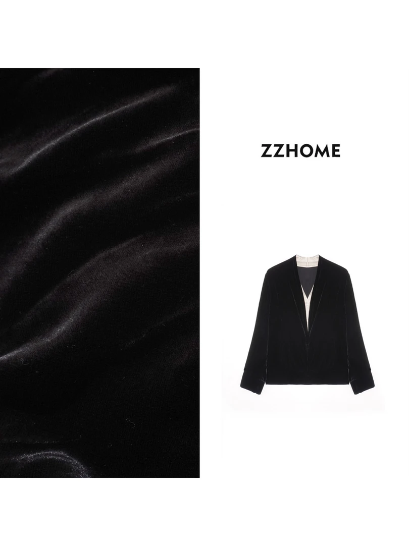 ZOZO HOME ｜可持续时髦假两件套真丝丝绒上衣q171583p