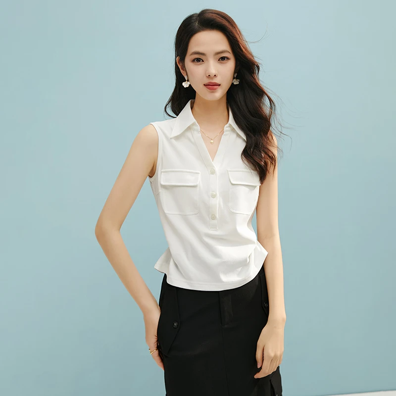 【断码清仓拼手速】2025棉质无袖衬衫女24122330