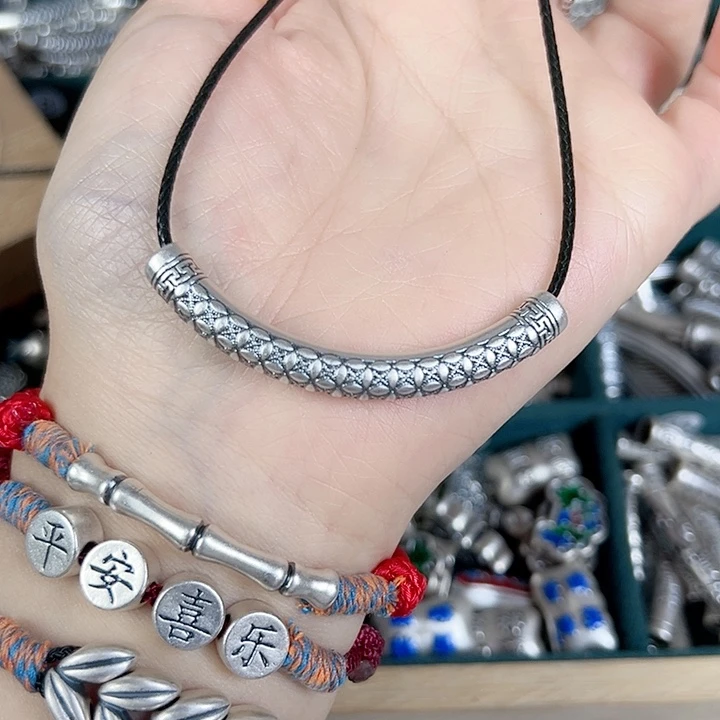 珐琅足银足银999麦穗弯管