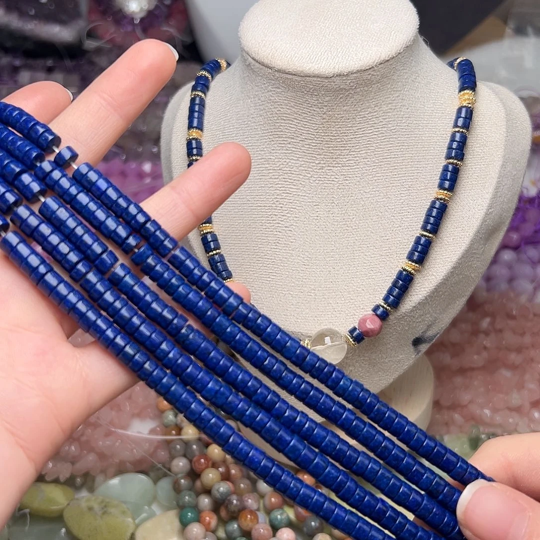 玛瑙/玉髓合金珠宝半成品I07。6mm麻皮青金隔片一条