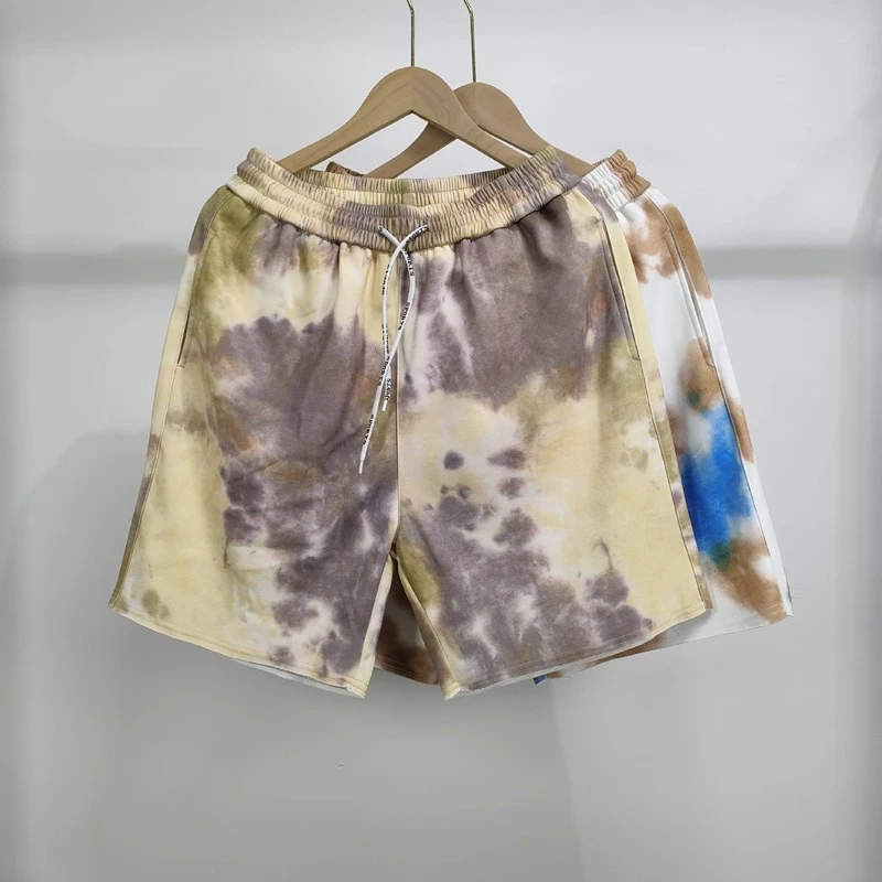 潮牌扎染短裤男美式复古夏季新款宽松纯棉休闲百搭沙滩运动五分裤