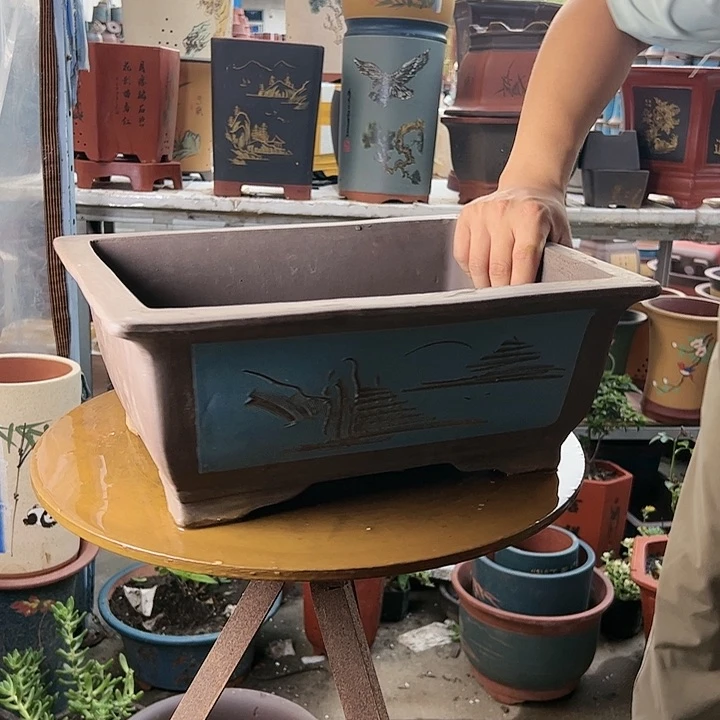 宜兴紫砂花盆花盆40蓝马槽