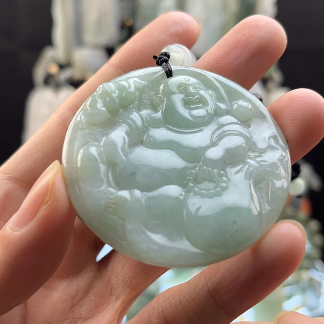 翡翠未镶嵌摆件布袋佛