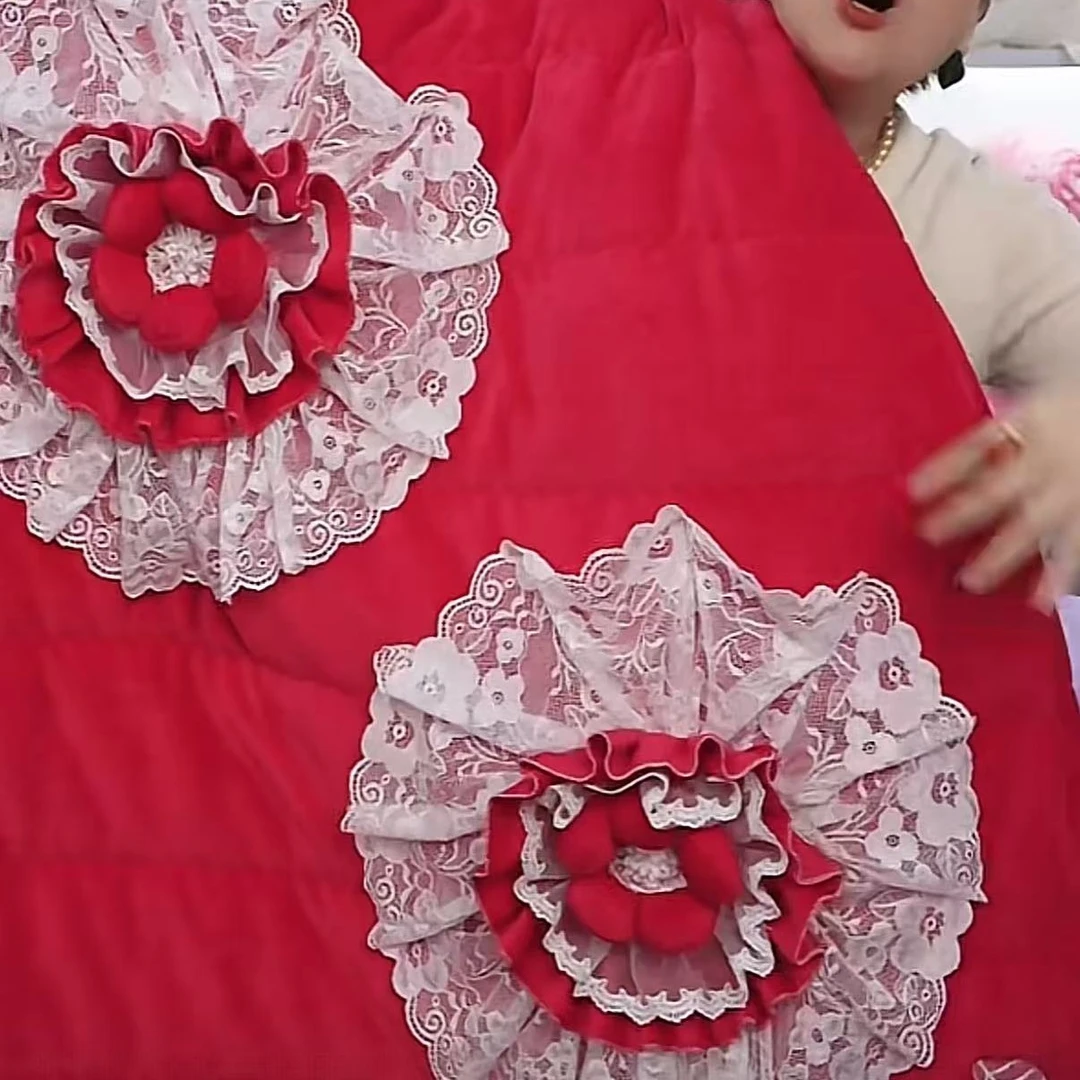 （预售 ）新款时尚手工盘花四件套多功能万能被绗缝床盖 工厂加厚