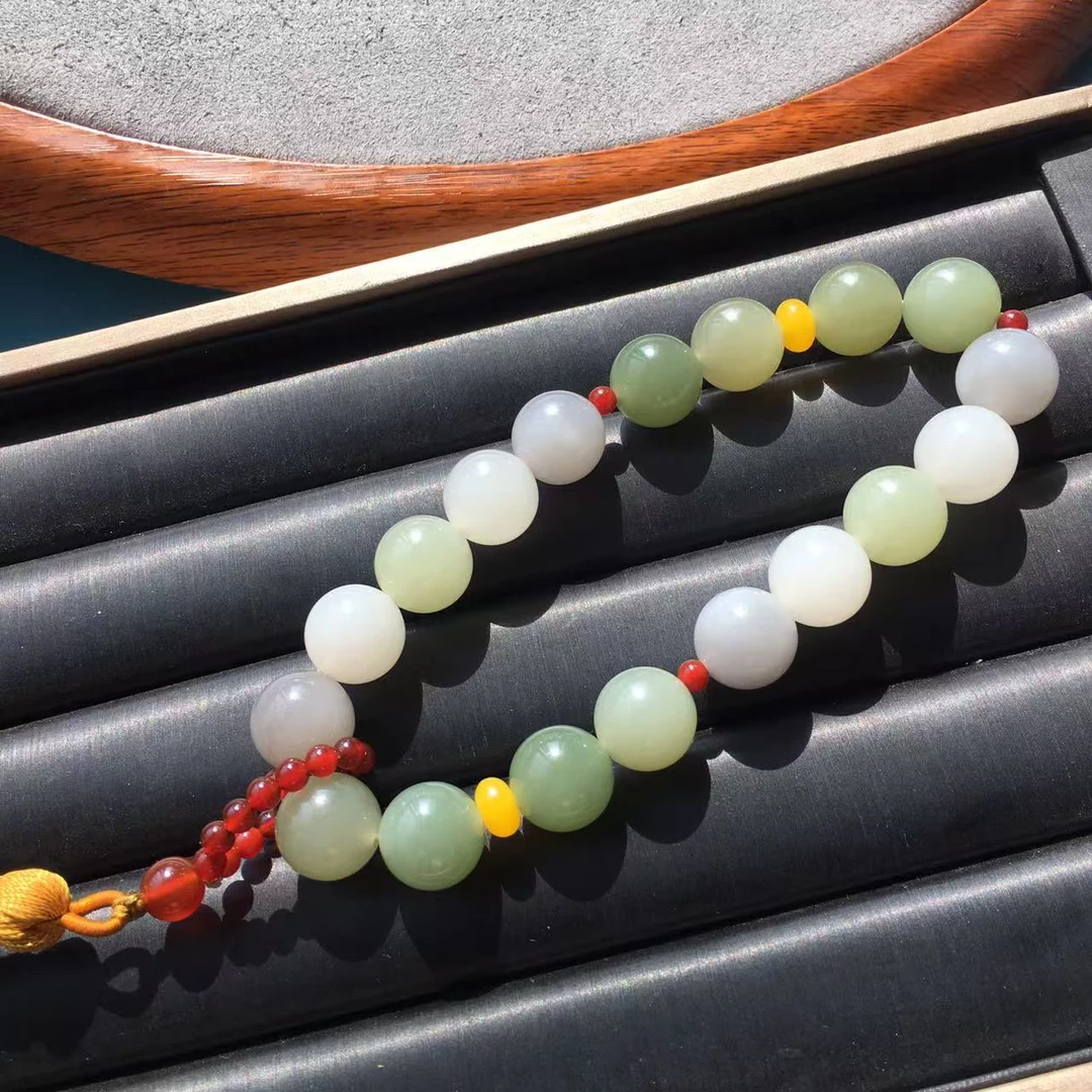 一对一过货 玉你同行 和田玉多宝手持规格：14mm编号：3201