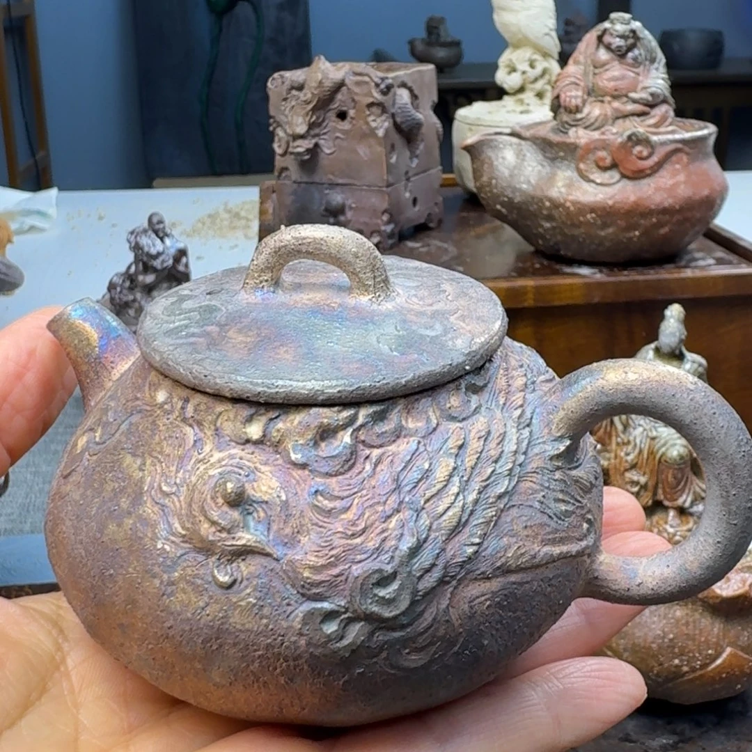士焚纯手工手捏壶