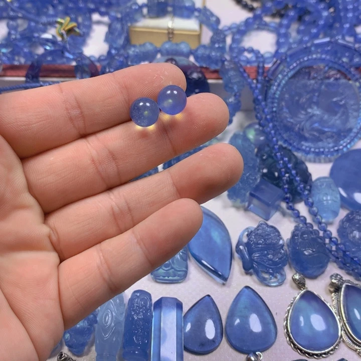 海蓝宝石颈饰银S925镶嵌S****a