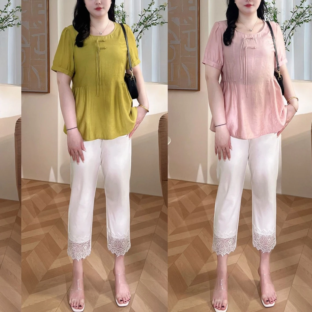 PMM81934夏季新款时尚气质新中式大码女装T恤