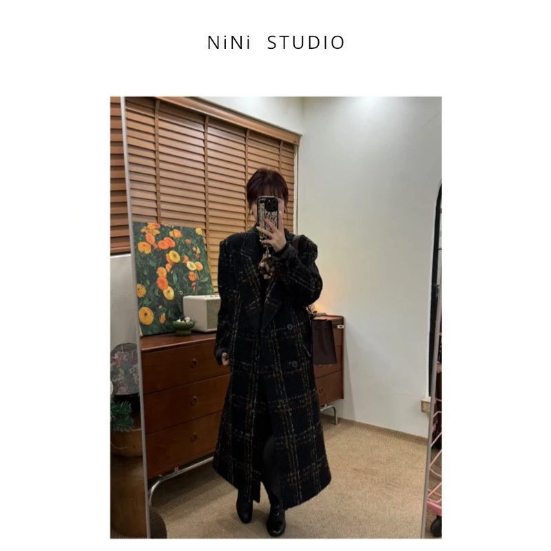 NiNi:高定设计师款进口面料年货款格纹大衣～（保价年货款）