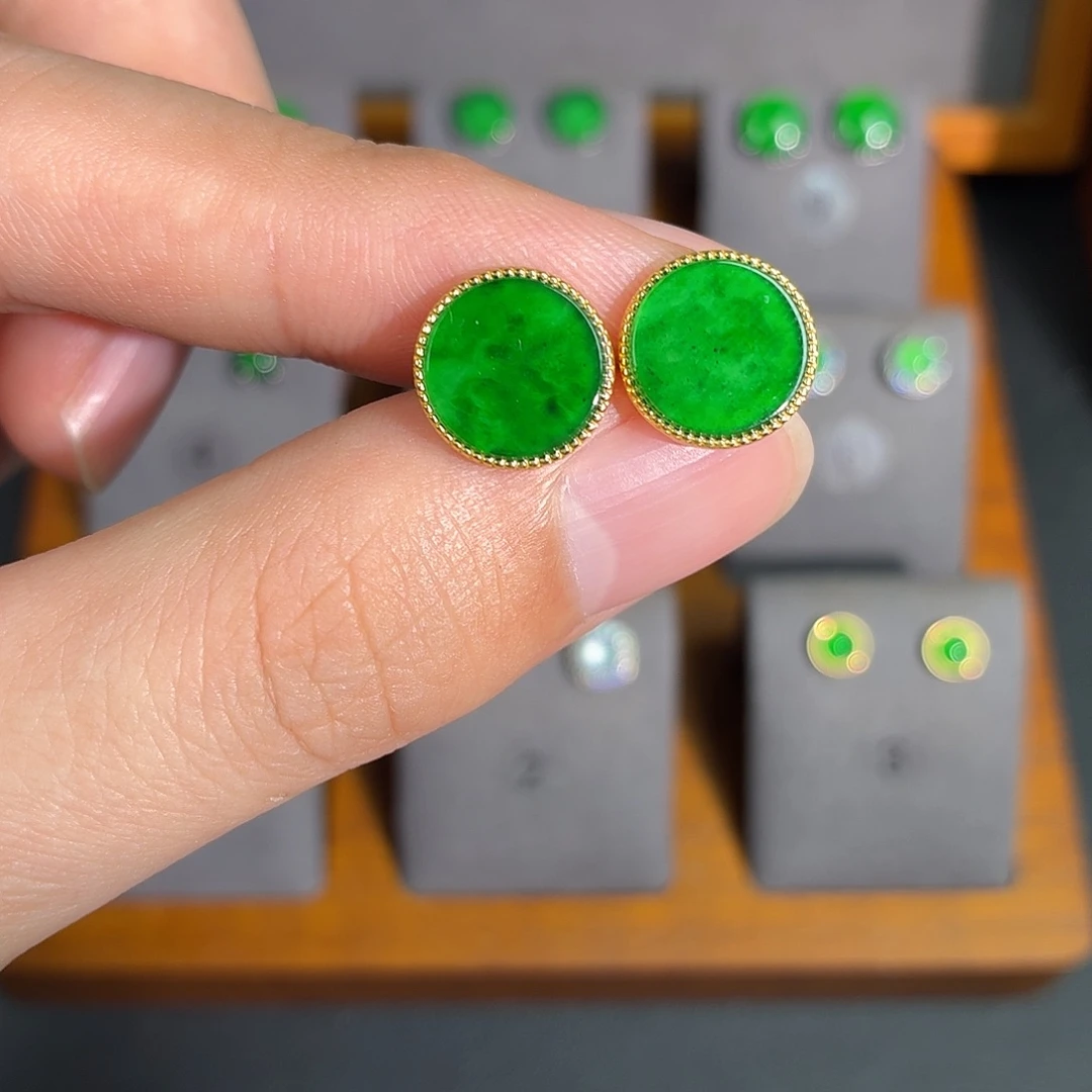 翡翠银S925镶嵌耳饰耳饰