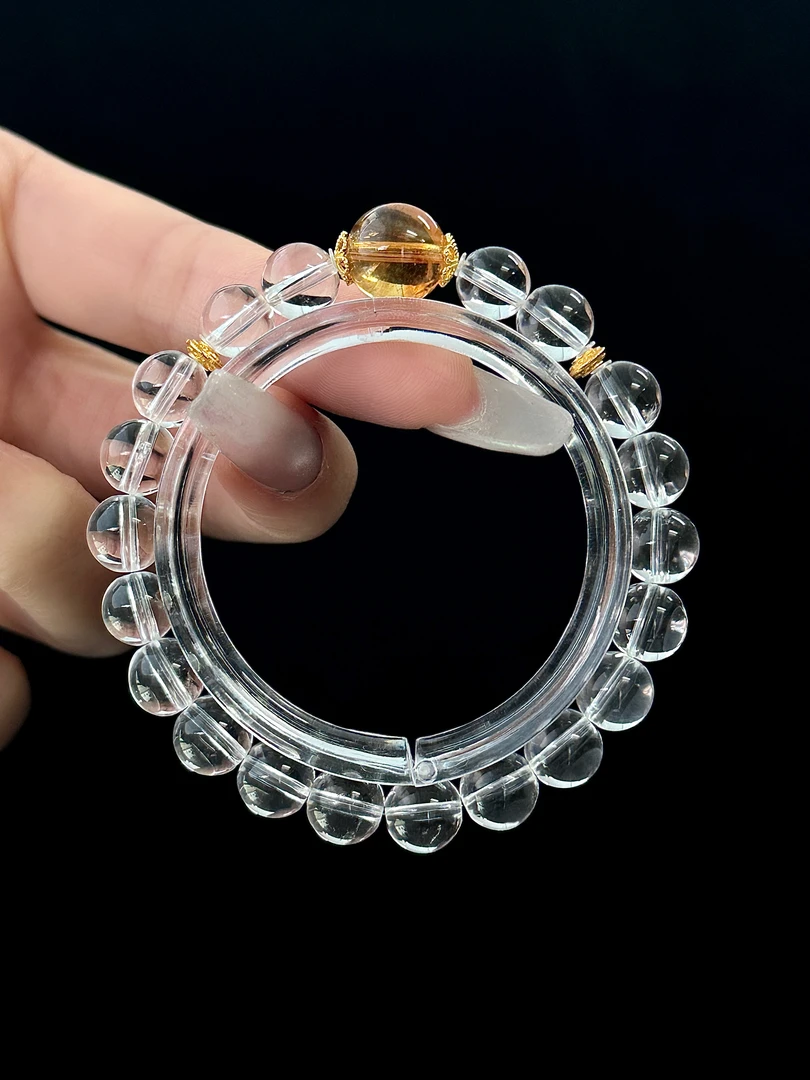 【钞级外挂】预售天然8mm白水晶黄塔晶手串