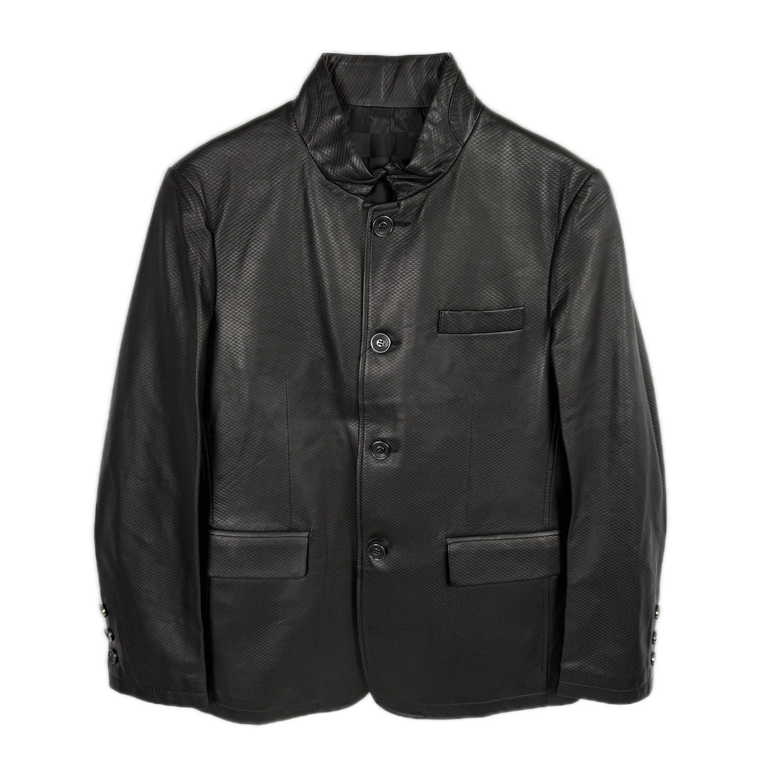 JONY23137男士秋冬皮衣时尚休闲百搭短款立领绵羊皮真皮皮衣外套