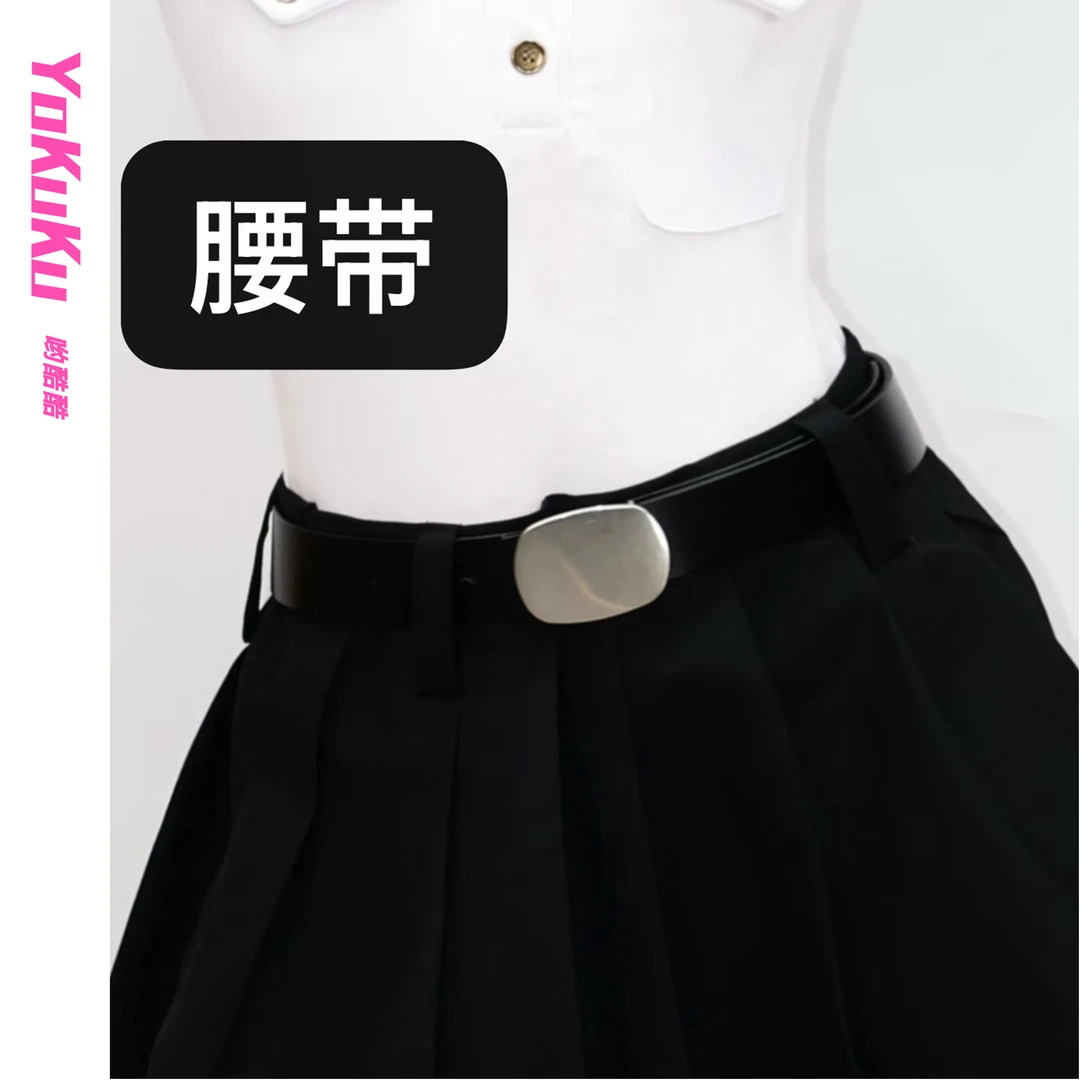 哟酷酷（腰缠万贯）复古简约百搭圆饼造型电镀铜扣皮带