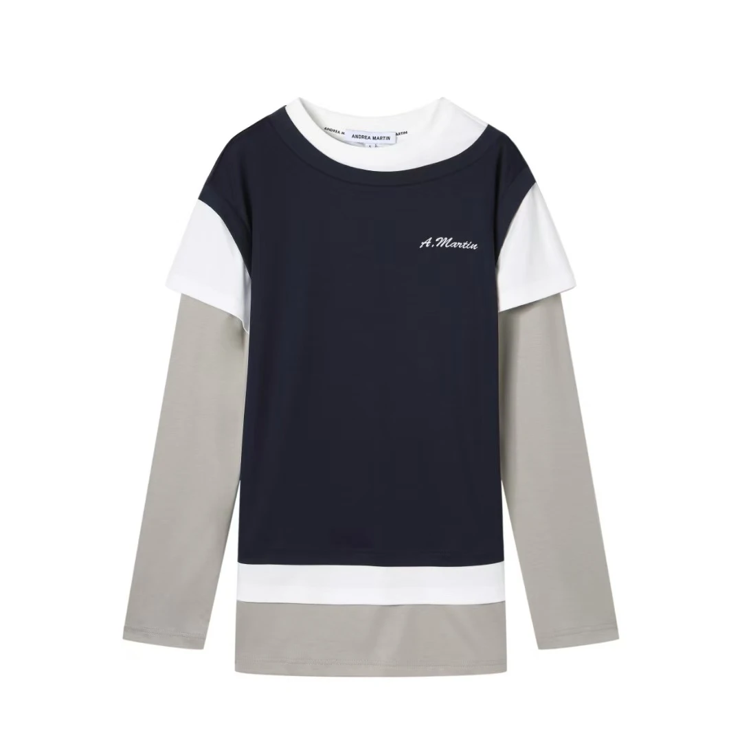 Andrea Martin 25新款撞色假三件长袖