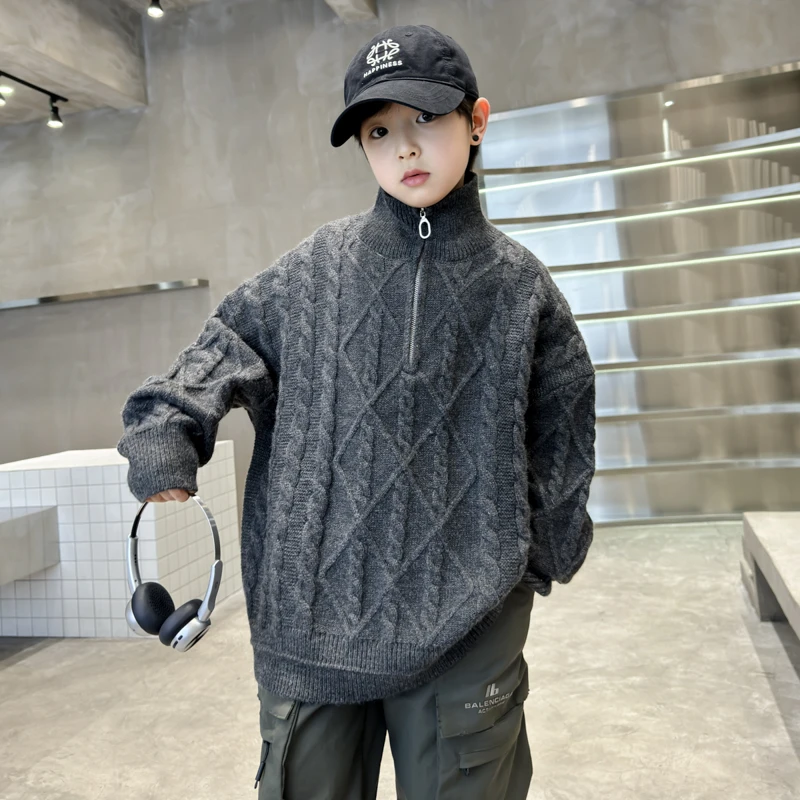 【2025秋冬款上新】男童毛衣儿童宽松秋冬季针织毛线衣中大童童装潮