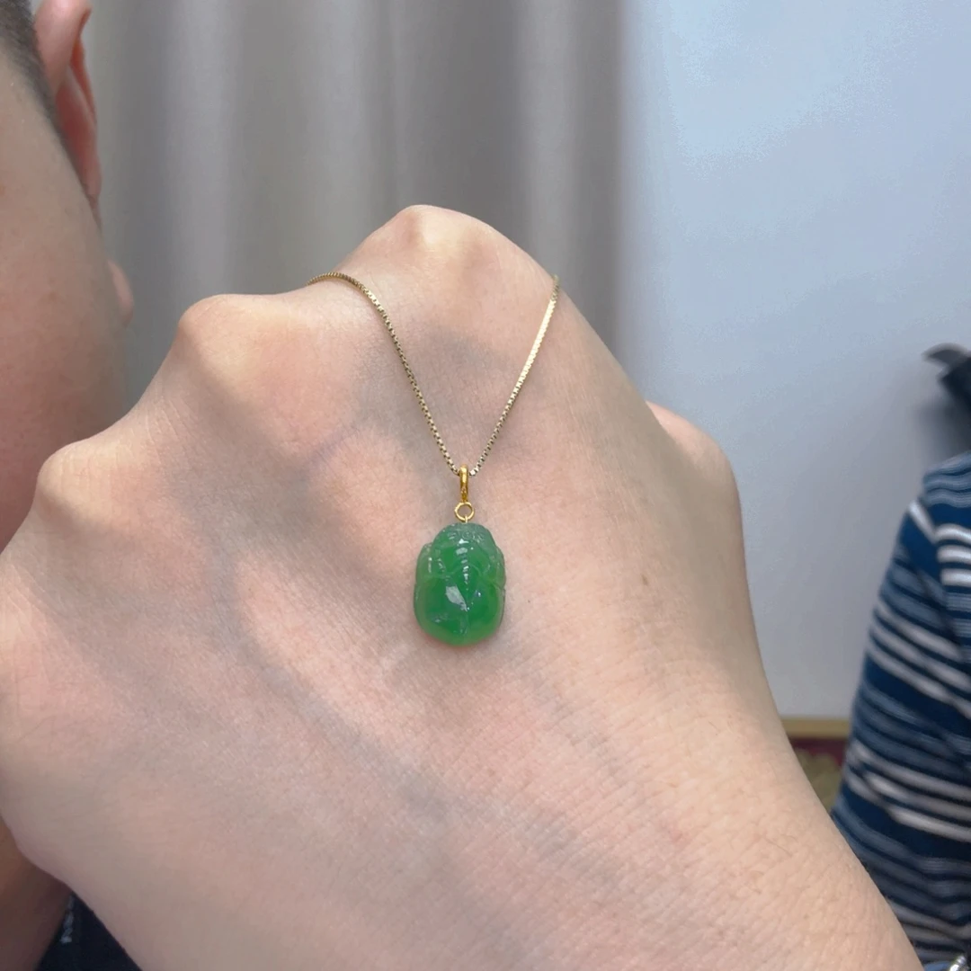 吊坠(不含链)18K金镶嵌翡翠