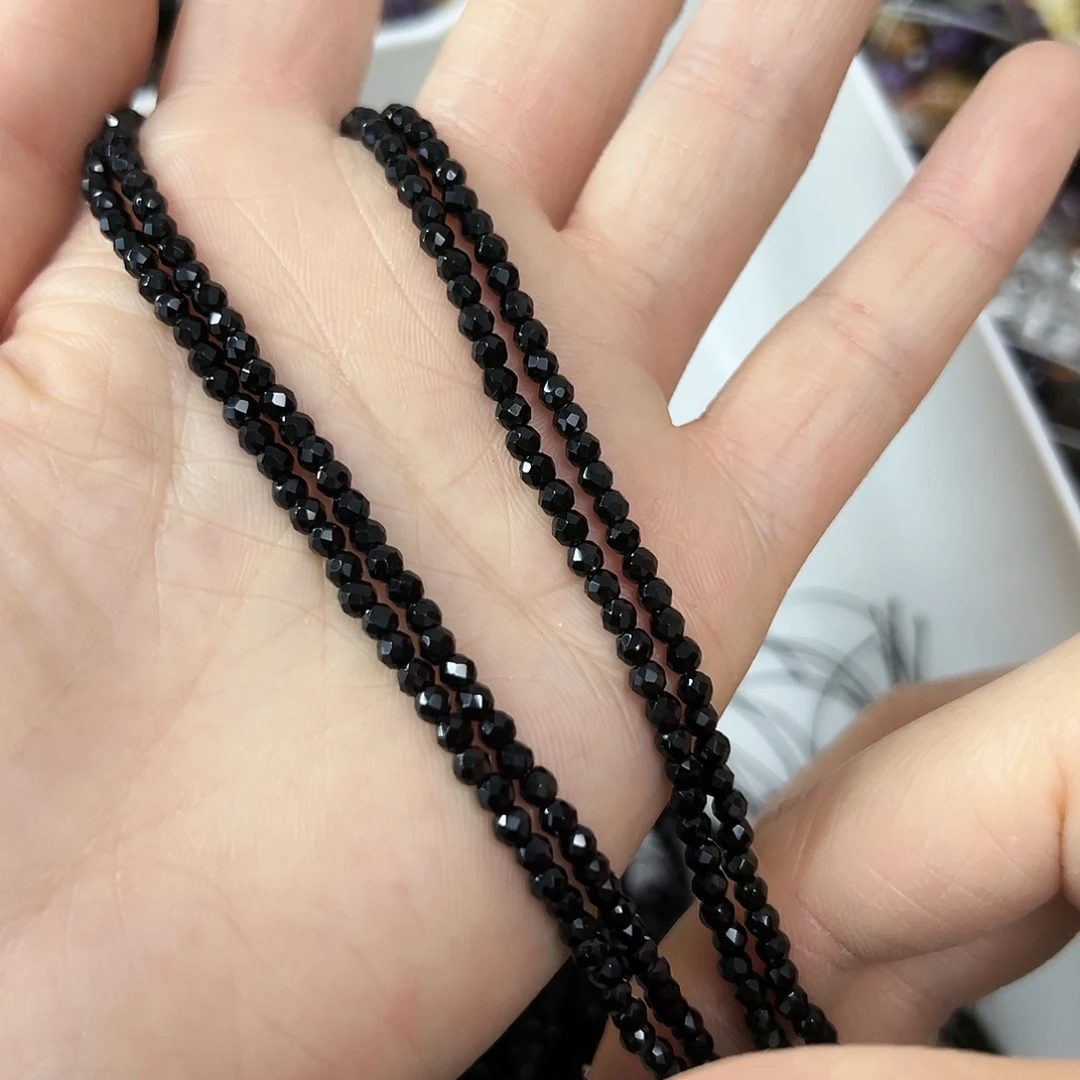 玛瑙/玉髓未镶嵌珠宝半成品，卡3黑碧玺2条
