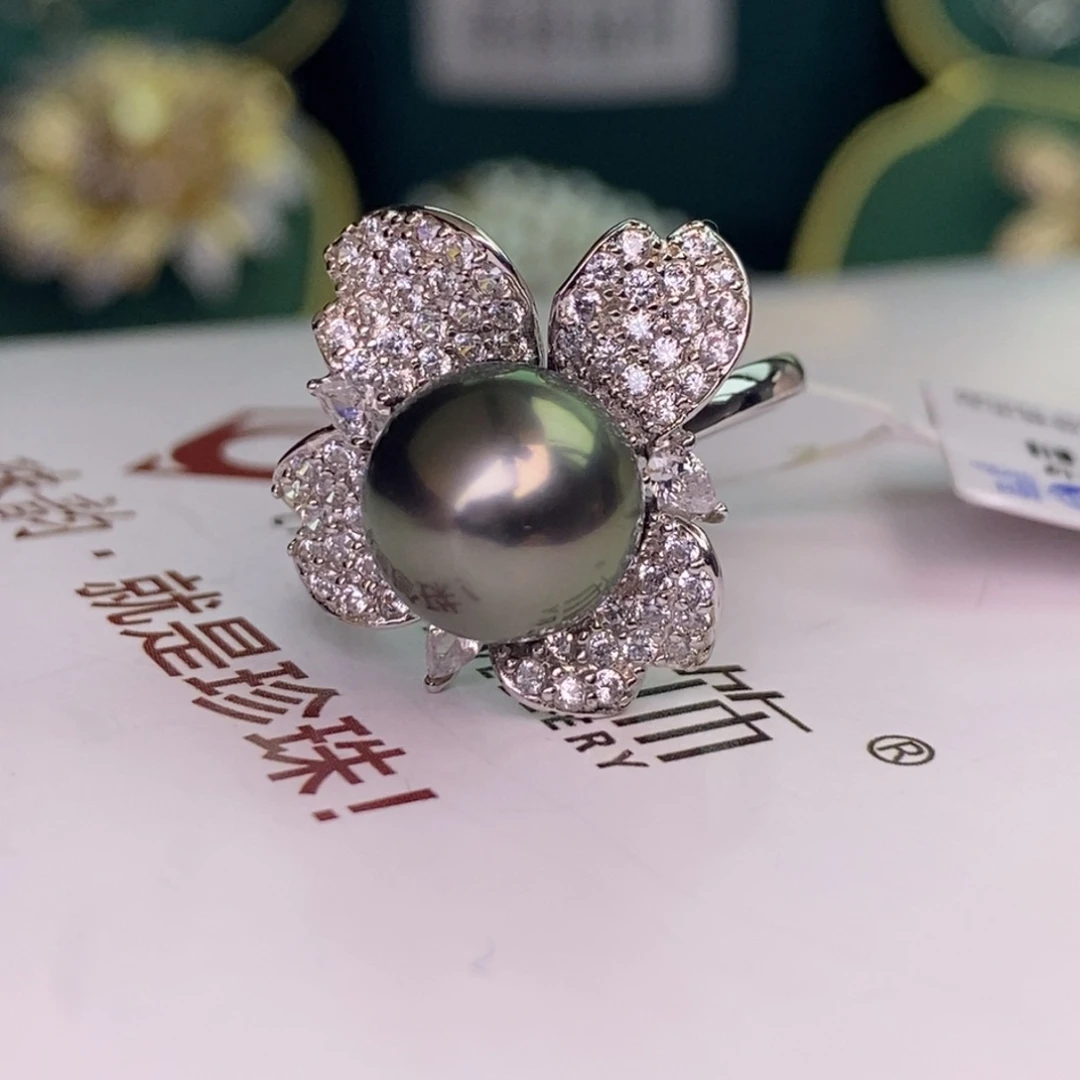 银S925镶嵌戒指海水珍珠