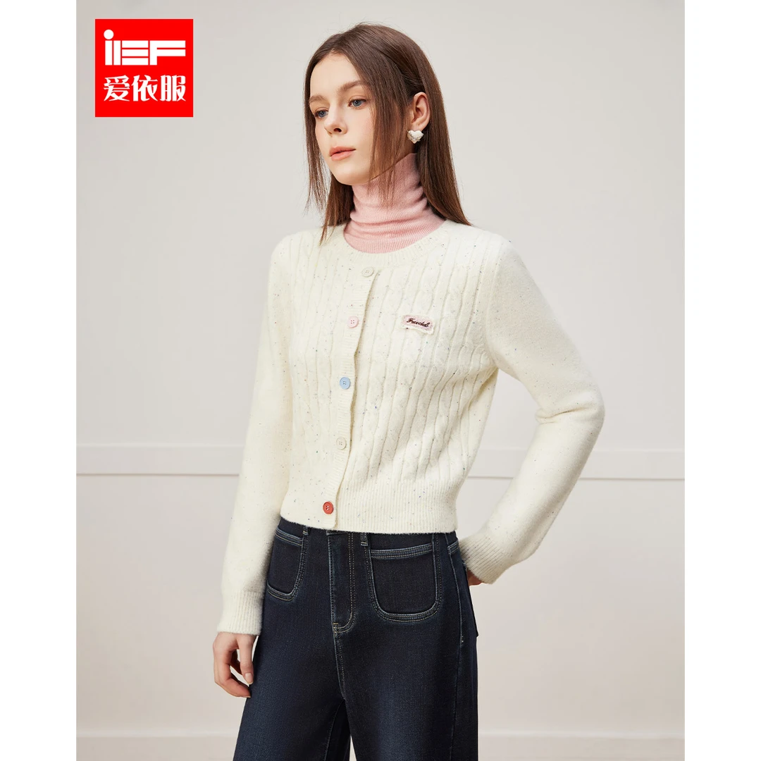IEF/爱依服2025冬季新款简约温柔小女人气质通勤毛织上衣流光风