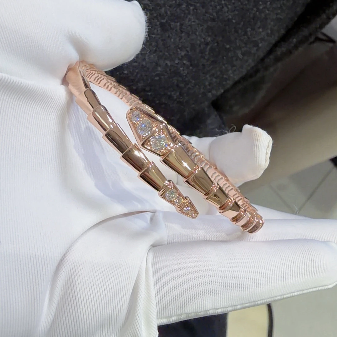 18K金 钻石蛇形手镯K红