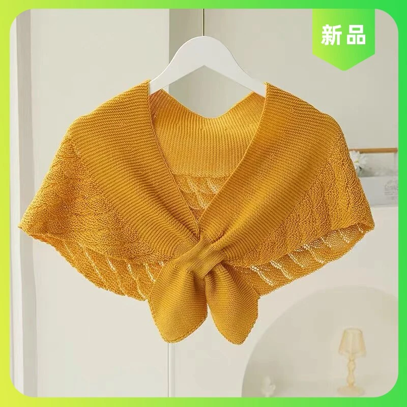 护颈围巾空调房小披肩披肩外搭韩国女秋冬秋季针织搭肩打结围脖