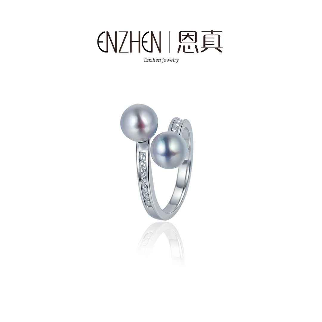 【双子星真多麻戒指】海水珍珠S925银真多麻戒指6-7mm 多样性发一