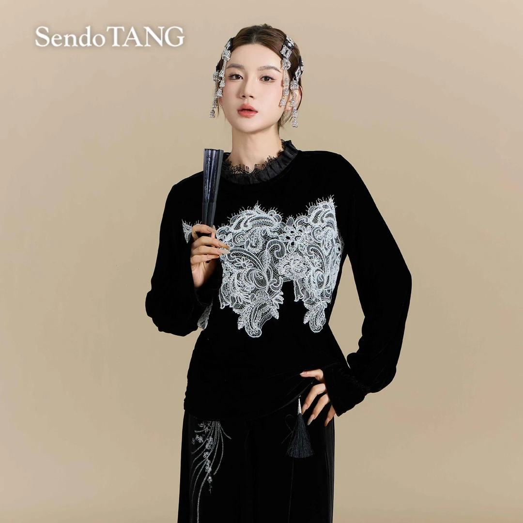 朦胧诗意【秋水煮茶】胖多女装秋冬新款新中式高级感时尚百搭上衣