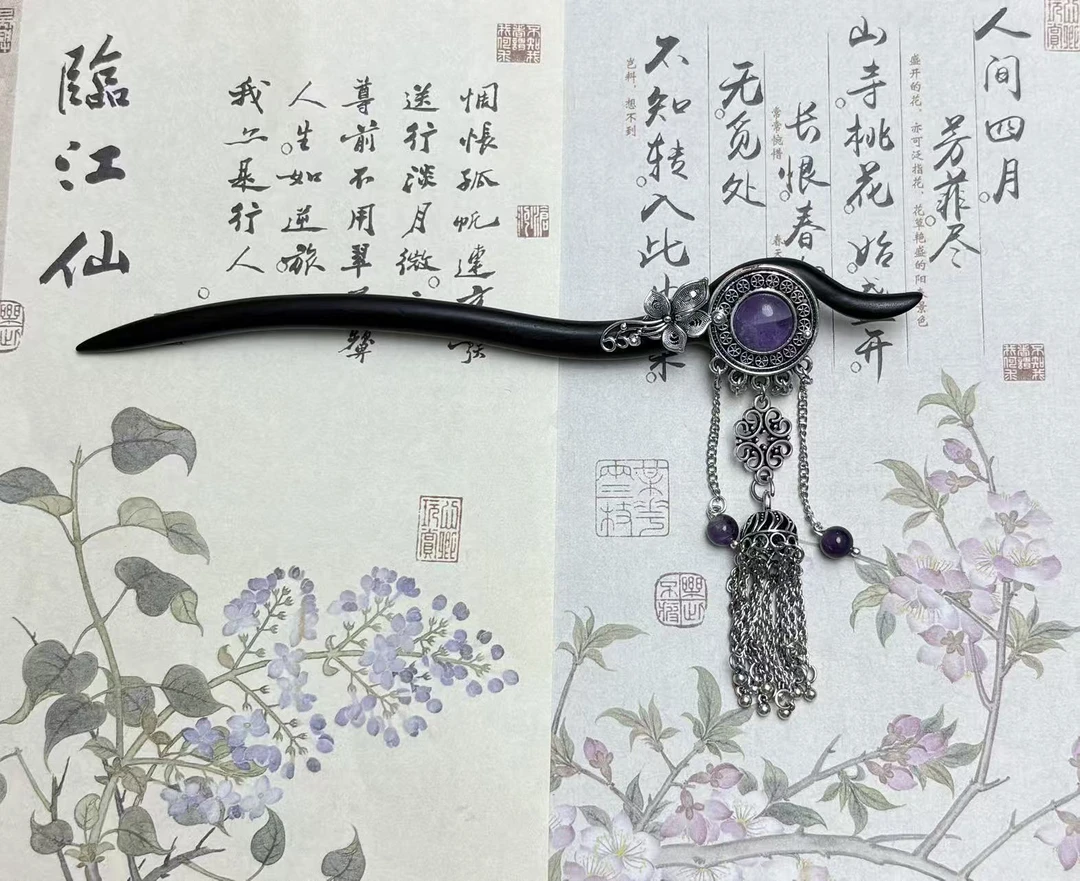 【直播看编号下订单】 古风国潮手工流苏檀木发簪