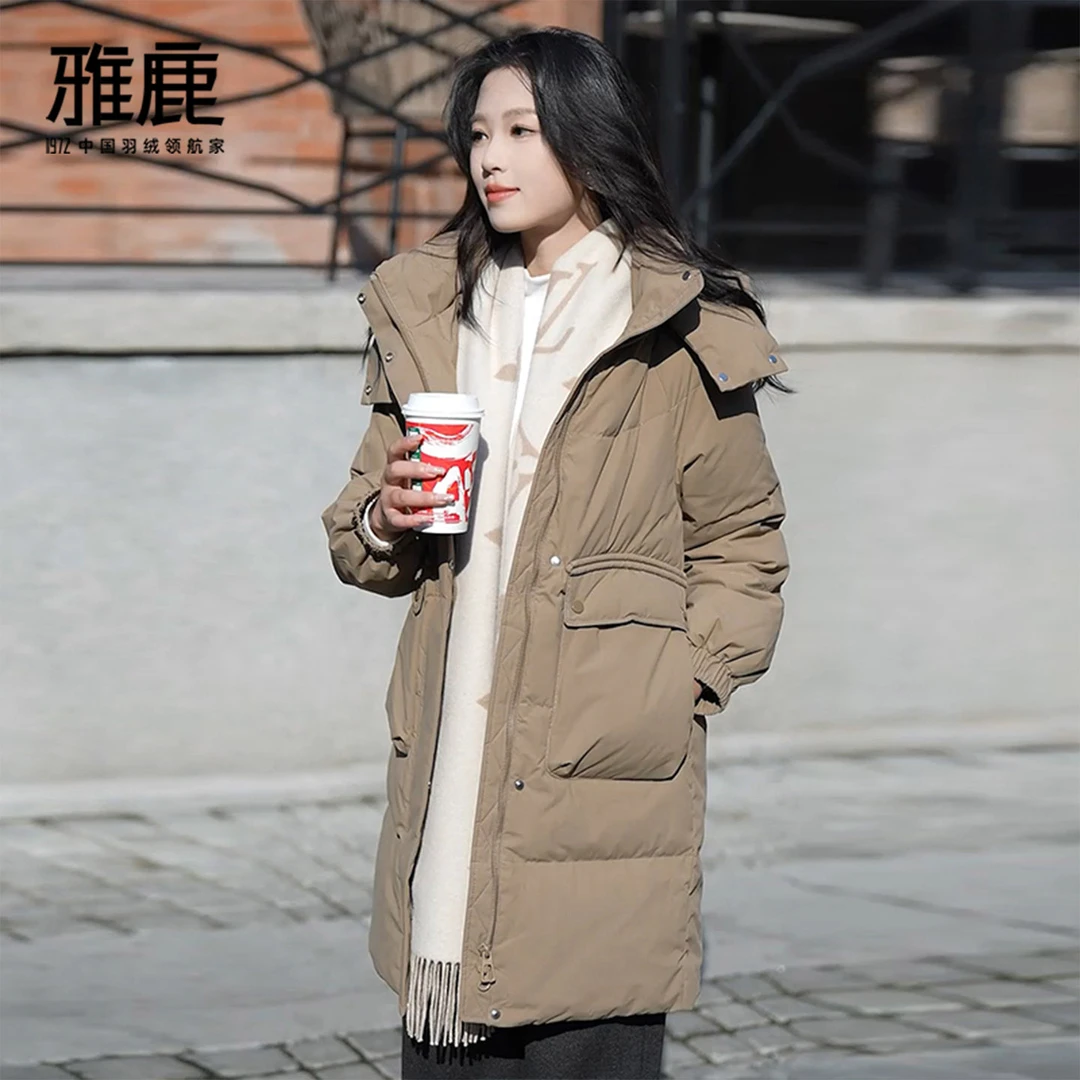 雅鹿新款羽绒服女装保暖宽松休闲时尚中长款羽绒外套Y6301Z19990