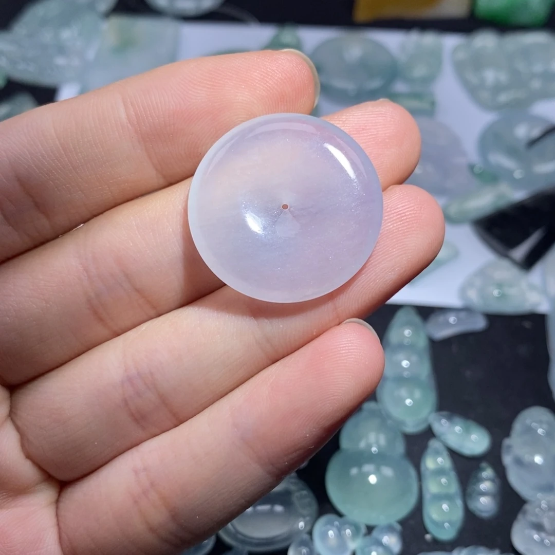 翡翠未镶嵌颈饰紫平安扣